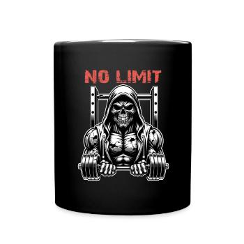 No Limit Workout Bodybuilding Skull with Dumbbell - Full Colour Mug - black - Front