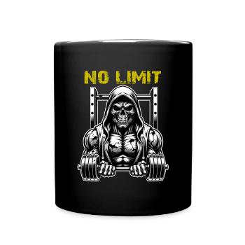 No Limit Workout Bodybuilding Skull with Dumbbell - Full Colour Mug - black - Front