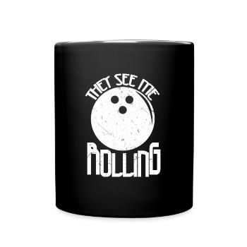 Bowling Skittles Bowler Saying Funny - Full Colour Mug - black - Front