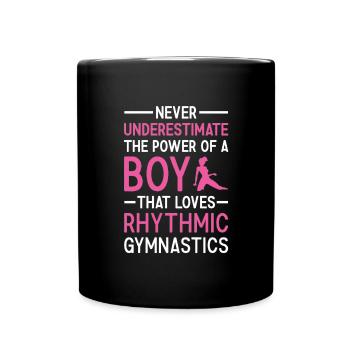 Gymnast Never Underestimate The Power Of A Boy - Full Colour Mug - black - Front