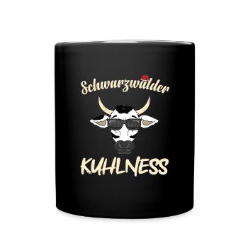 Schwarzwälder Kuhlness Lustiges Schwarzwald - Tasse einfarbig - Schwarz - Vorne