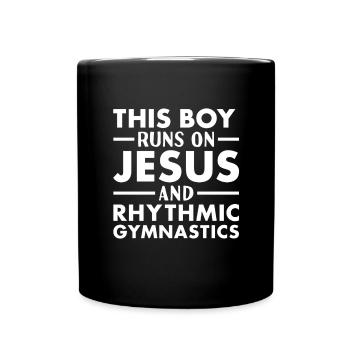 Gymnaste Ce garçon court sur Jésus Gymnastique rythmique - Mug uni - noir - Devant