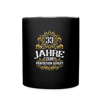 Perfektion gereift 33 Geburtstag Retro Stil - Tasse einfarbig - Schwarz - Vorne