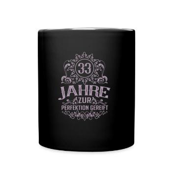 Perfektion gereift 33 Geburtstag Retro Stil - Tasse einfarbig - Schwarz - Vorne