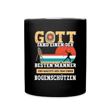 Gott fand besten Mann Bogenschütze - Tasse einfarbig - Schwarz - Vorne