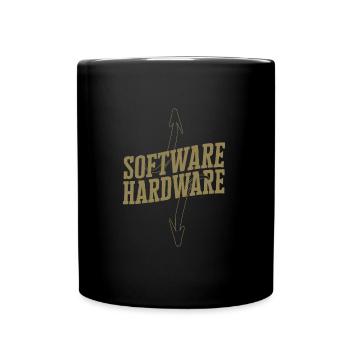 Funny IT Saying Software Hardware Word Game - Full Colour Mug - black - Front