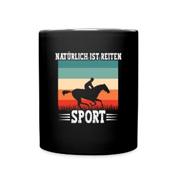 Reitsport Sattel Reiten - Tasse einfarbig - Schwarz - Vorne
