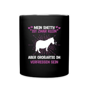 Kleines Shetty Pferdekoppel longieren - Tasse einfarbig - Schwarz - Vorne