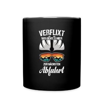 Abfahrt Radfahrer Fahrrad - Tasse einfarbig - Schwarz - Vorne