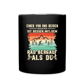 Besser als du Fahrrad fahren Fahrrad - Tasse einfarbig - Schwarz - Vorne