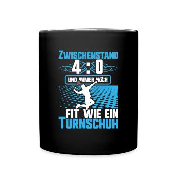 40 Geburtstag Badminton - Tasse einfarbig - Schwarz - Vorne