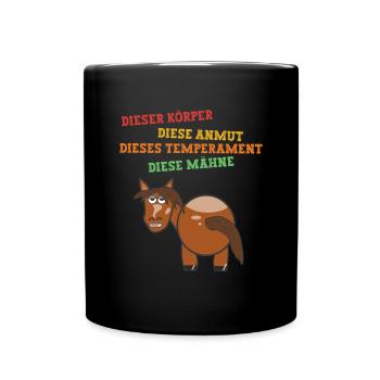 Schönes Pony Longieren - Tasse einfarbig - Schwarz - Vorne