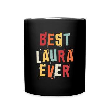 Meilleur Laura Jamais Prénom Texte Rétro Cadeau - Mug uni - noir - Devant
