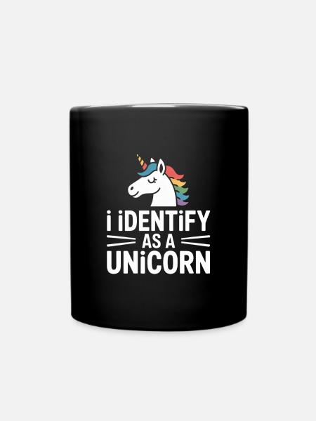 Ich identifiziere mich als Einhorn Design - Tasse einfarbig - Schwarz