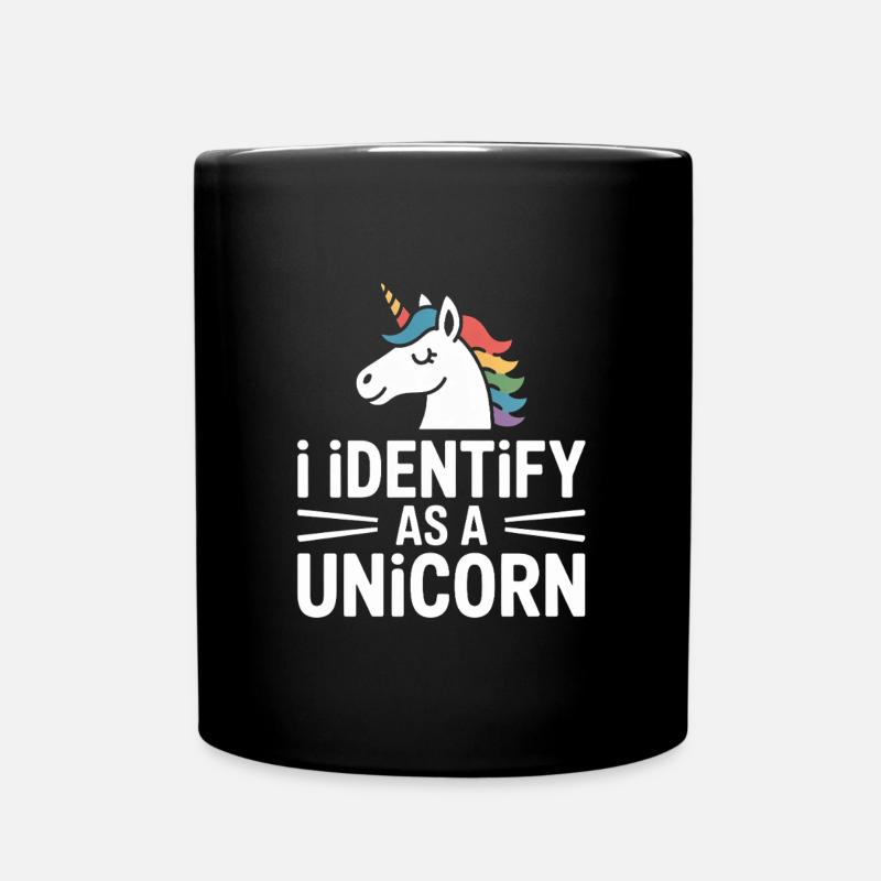 Ich identifiziere mich als Einhorn Design - Tasse einfarbig - Schwarz