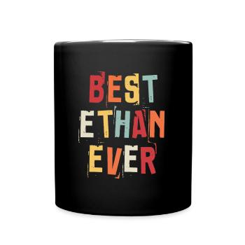 Bester Ethan Ever Retro Vorname Text Spruch - Tasse einfarbig - Schwarz - Vorne