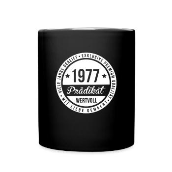1977 geboren - Tasse einfarbig - Schwarz - Vorne