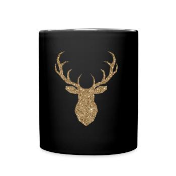 Tête de cerf d'or - Mug uni - noir - Devant