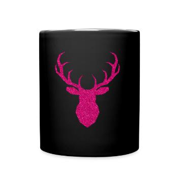 Deer head pink - Full Colour Mug - black - Front