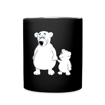 Drolly bébé ours avec papa ou maman - Mug uni - noir - Devant