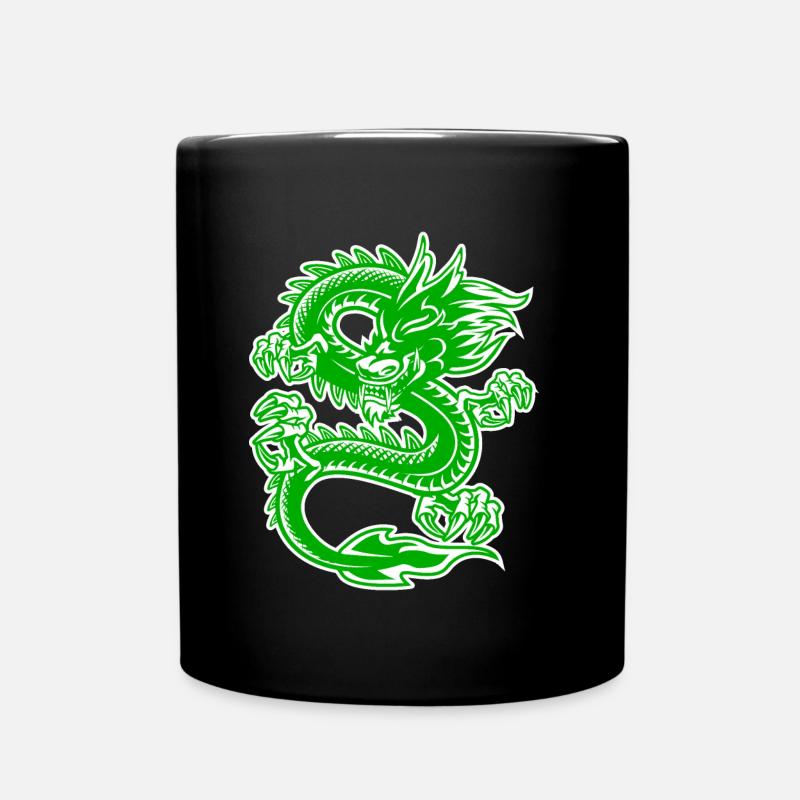 Drache Dragon Asien Fantasy Reptil Geschenkidee - Tasse einfarbig - Schwarz