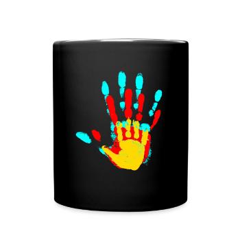 Hände Bunt - Tasse einfarbig - Schwarz - Vorne