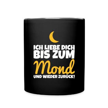 Ich liebe dich bis zum Mond und wieder zurück - Tasse einfarbig - Schwarz - Vorne