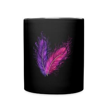 Feather, Bird Feather, Tatoo, Indian Feather - Full Colour Mug - black - Front