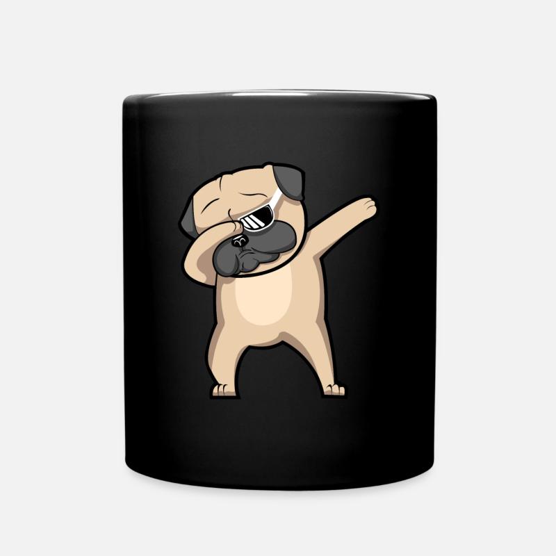 Dabbing Dog Pug gift - Full Colour Mug - black