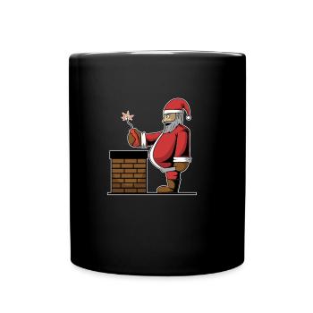 Böser Weihnachtsmann Geschenk Dynamit Schornstein - Tasse einfarbig - Schwarz - Vorne