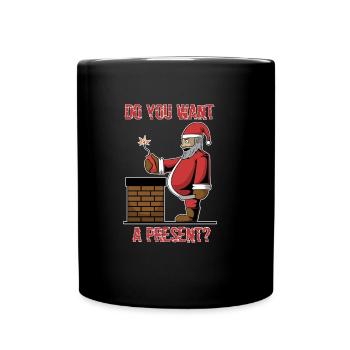 Böser Weihnachtsmann Geschenk Dynamit Schornstein - Tasse einfarbig - Schwarz - Vorne
