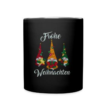 Bunte Weihnachtsgnome bringen festliche Geschenke - Tasse einfarbig - Schwarz - Vorne