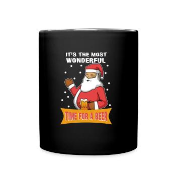 Santa Its the most wonderful time for a beer - Tasse einfarbig - Schwarz - Vorne
