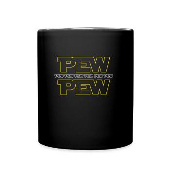 Pew Pew – Sci-Fi Fun Fans of Galactic Humor - Full Colour Mug - black - Front