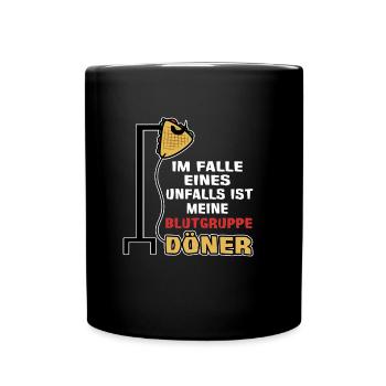 Meine Blutgruppe ist Döner - Tasse einfarbig - Schwarz - Vorne