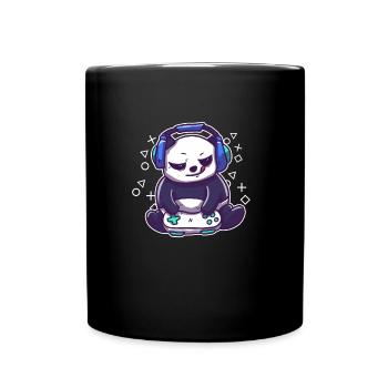 Niedlicher Gaming Panda – Geschenk für Zocker - Tasse einfarbig - Schwarz - Vorne