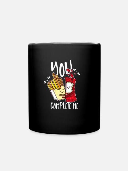 Pommes und Ketchup – Perfekte Kombination Genießer - Tasse einfarbig - Schwarz