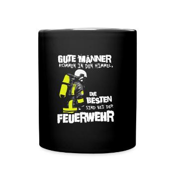 Stolzer Held bei der Feuerwehr – Helden im Einsatz - Tasse einfarbig - Schwarz - Vorne