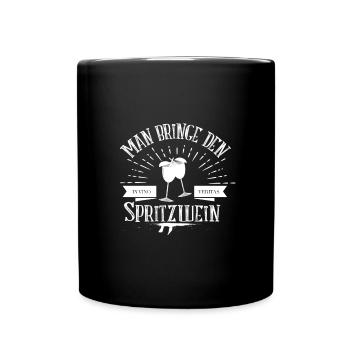 Lustiger Spruch Weinliebhaber Zeit für Spritzwein - Tasse einfarbig - Schwarz - Vorne