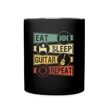 Gitarre und ich - Tasse einfarbig - Schwarz - Vorne