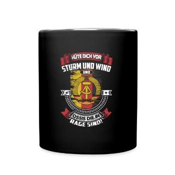 Vorsicht vor Ossis – DDR-Humor mit Ostalgie-Touch - Tasse einfarbig - Schwarz - Vorne