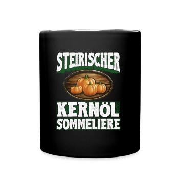 Steirisches Kürbiskernöl für wahre Feinschmecker - Tasse einfarbig - Schwarz - Vorne