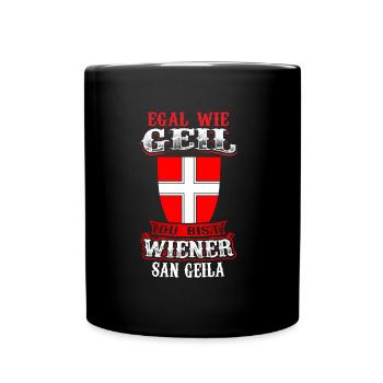 Wiener San Geila – Stolz und Humor vereint - Tasse einfarbig - Schwarz - Vorne