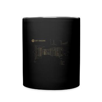 Jet Engine Blueprint – für Luftfahrt-Enthusiasten - Tasse einfarbig - Schwarz - Vorne