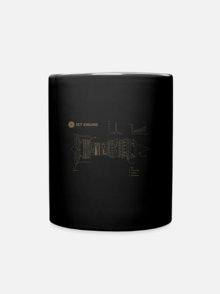 Jet Engine Blueprint – for aviation enthusiasts - Full Colour Mug - black