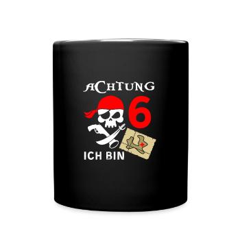 Piratenabenteuer Zum 6. Geburtstag Für Entdecker - Tasse einfarbig - Schwarz - Vorne