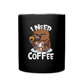 Tired platypus says I need coffee now - Full Colour Mug - black - Front