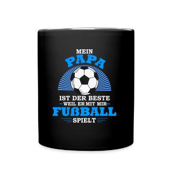 Fußball Papa - Tasse einfarbig - Schwarz - Vorne