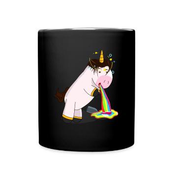 Einhorn Kotzen Betrunken - Tasse einfarbig - Schwarz - Vorne