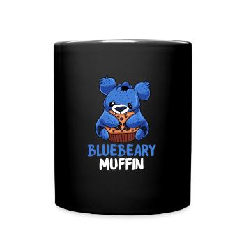 Sweet Bluebeary Muffin Cartoon for those with a sweet tooth - Full Colour Mug - black - Front